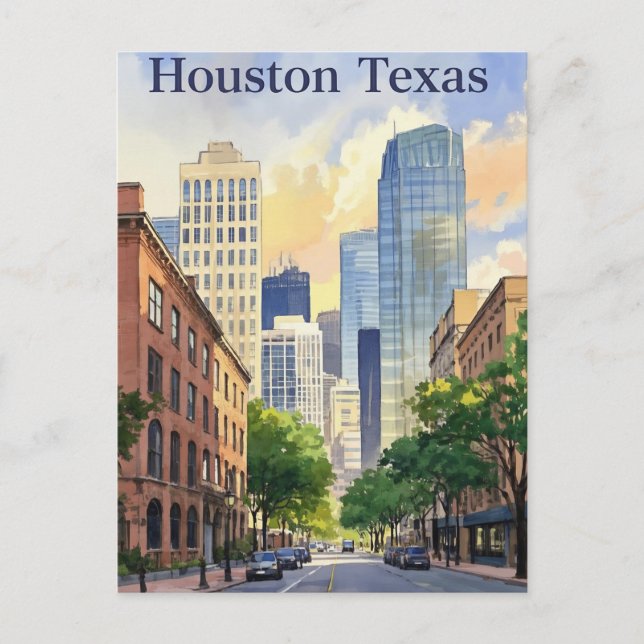 Carte postale Houston Texas watercolor (Devant)