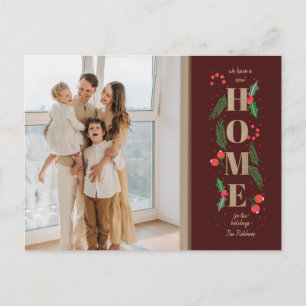 Carte Postale Houx de Noël Nous avons déménagé Photo de déménage