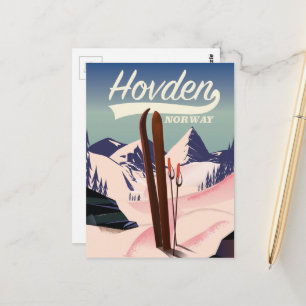 Carte Postale Hovden Norvège poster de voyage de ski.
