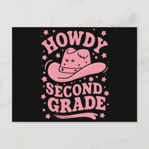 Carte Postale Howdy 2e Année Cowboy Cowgirl Retour À L'École
