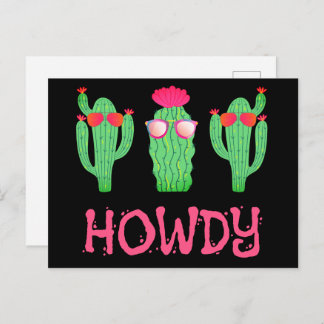 Carte Postale Howdy Funny Western Cactus Caractères de dessin