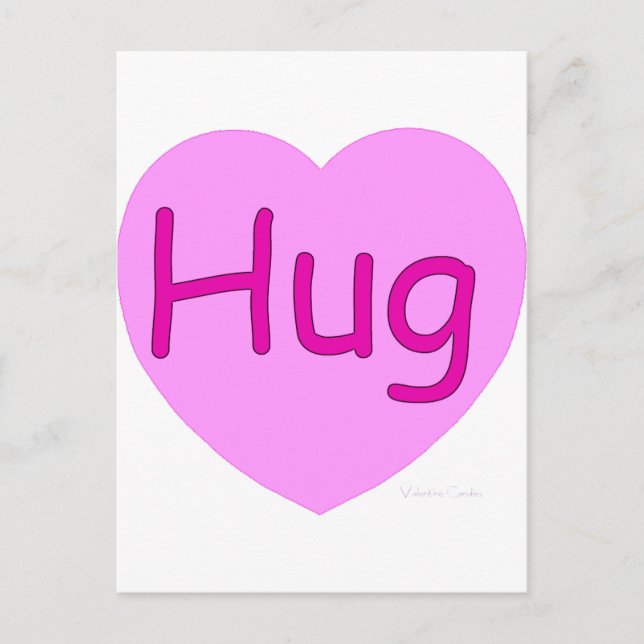 Carte Postale Hug Coeur rose (Devant)