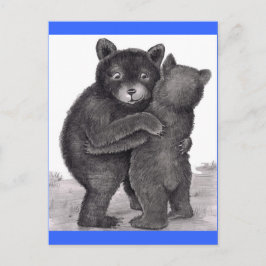 Carte Postale Hug d'ours. Deux ours se serrant dans la nature