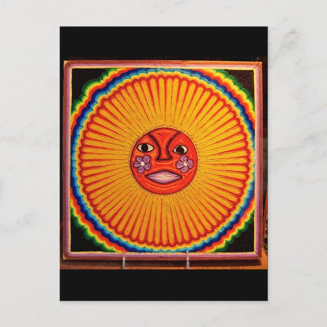 Carte Postale Huichol String Art Sun Mexican Folk Art (Devant)