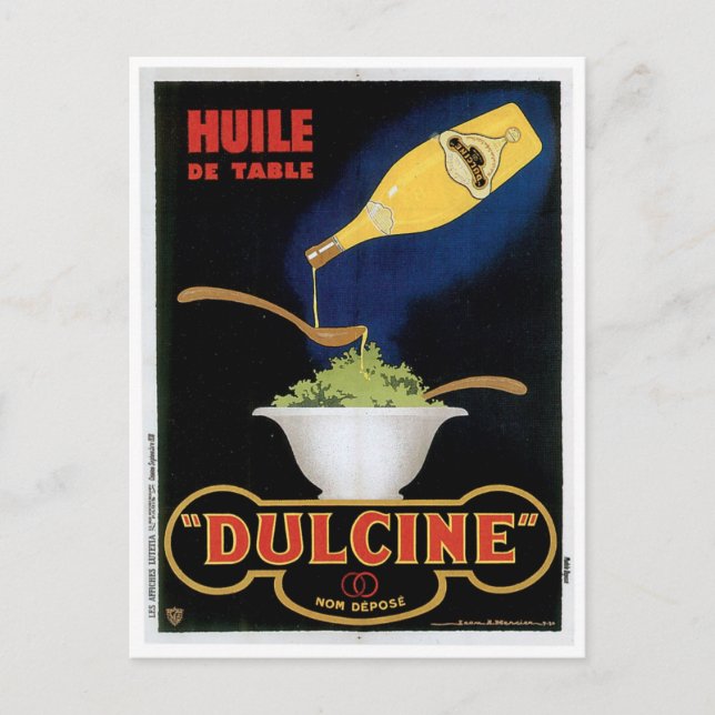 Carte Postale Huile De Table Dulcine Art Publicitaire Alimentair (Devant)