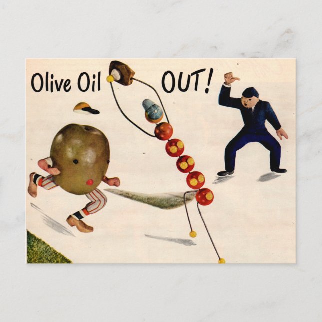 Carte Postale Huile d'olive Out jouer au baseball (Devant)
