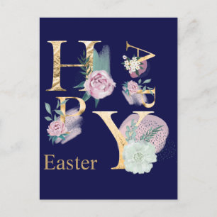 Carte Postale Huile d'or moderne Lettrer l'aquarelle florale