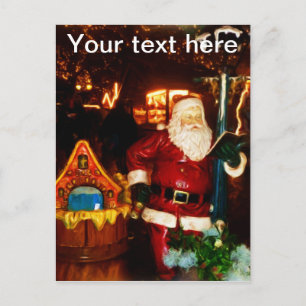 Carte Postale Huile - statue du Père Noël au marché de Noël