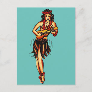 Carte Postale Hula Girl - Hawaii Vintage