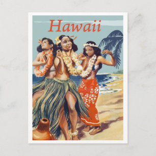 Carte Postale Hula Girls à Hawaii Beach
