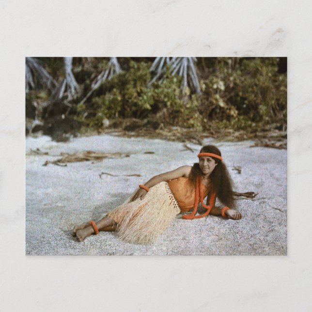 Carte Postale Hula Wahine / Hula Girl c.1909 Autochrome (Devant)