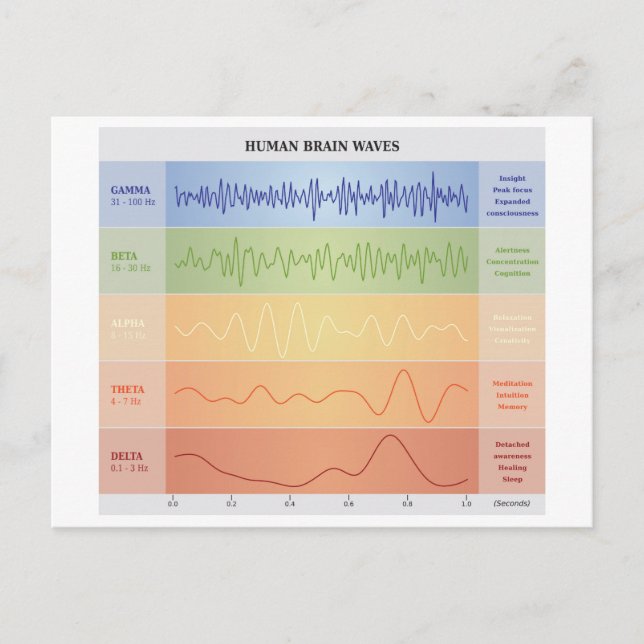 Carte Postale Humain Cerveau Vagues Graphique Design Arc-en-ciel (Devant)