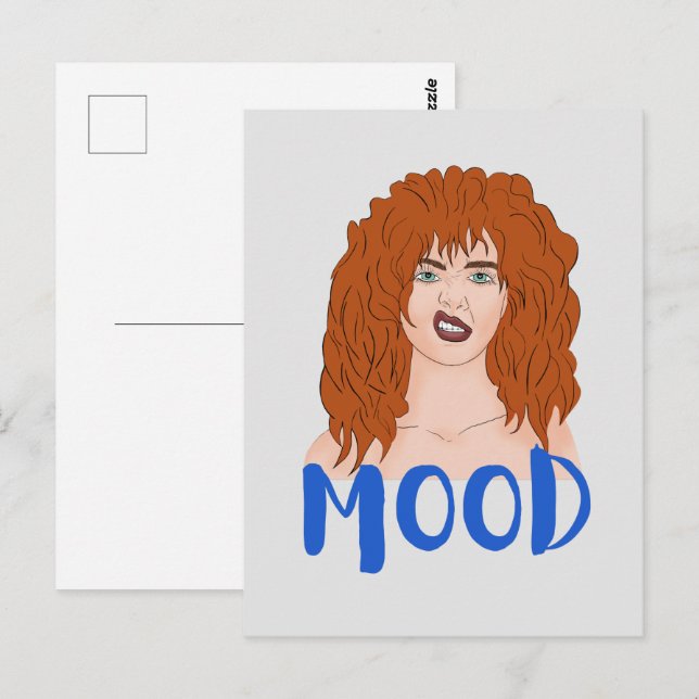 Carte Postale Humeur. Fille aux cheveux roux (Devant / Derrière)