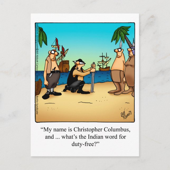 Carte postale humoristique de Columbus Day (Devant)