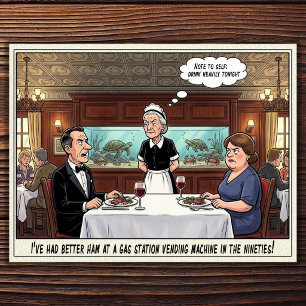 Carte postale humoristique sur la vie de serveuse 