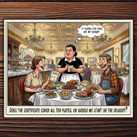 Carte postale humoristique sur la vie de serveuse