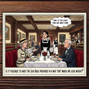 Carte postale humoristique sur la vie de serveuse