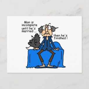 Carte Postale Humour alors fini inachevé de mariage