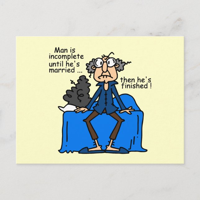 Carte Postale Humour alors fini inachevé de mariage (Devant)