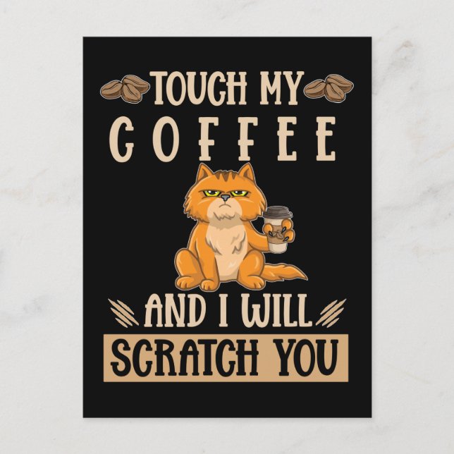 Carte Postale Humour café chat Angry Kitten (Devant)