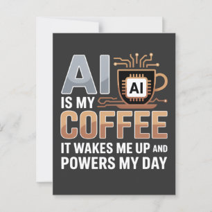 Carte Postale Humour café de l'intelligence artificielle