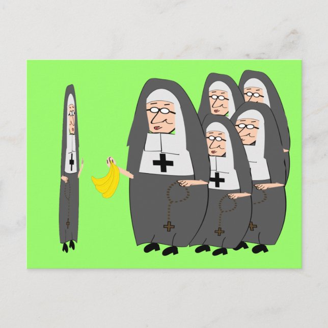 Carte Postale Humour catholique des soeurs grasses (Devant)