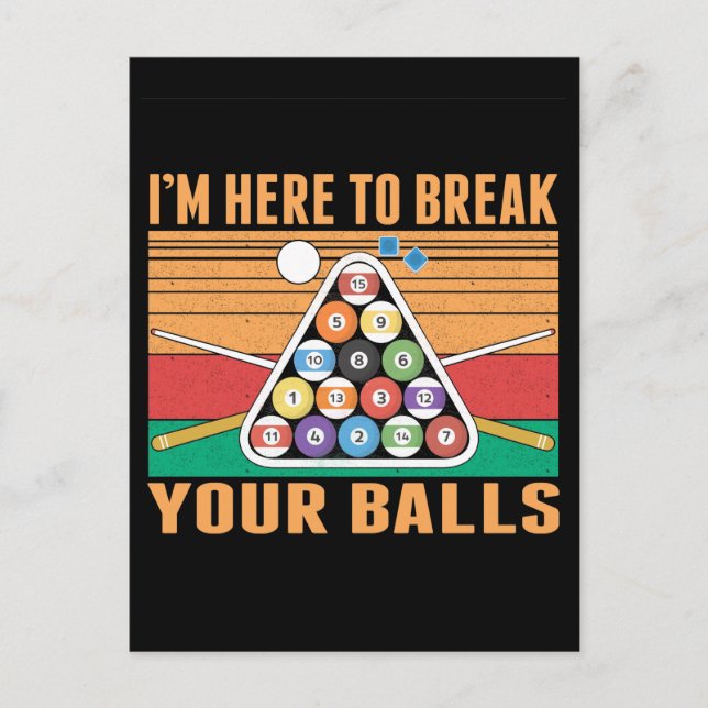 Carte Postale Humour de billard Cue Sports snooker sarcasique Pi (Devant)