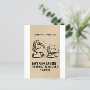 Carte Postale Humour de bureau amusant : Ctrl Ma journée Pas mon