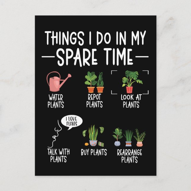 Carte Postale Humour de jardinier Chuchoteur de plantes Fleurs (Devant)