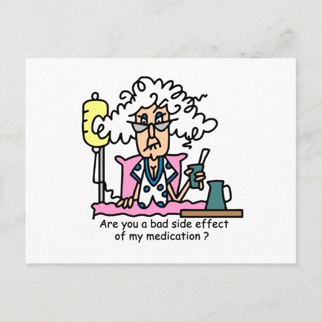 Carte Postale Humour de l'effet secondaire des médicaments (Devant)
