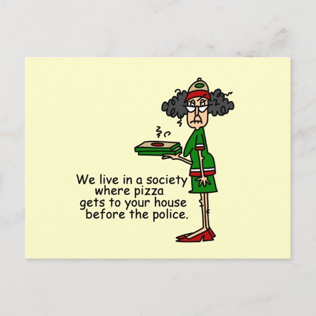 Carte Postale Humour de livraison de pizza (Devant)