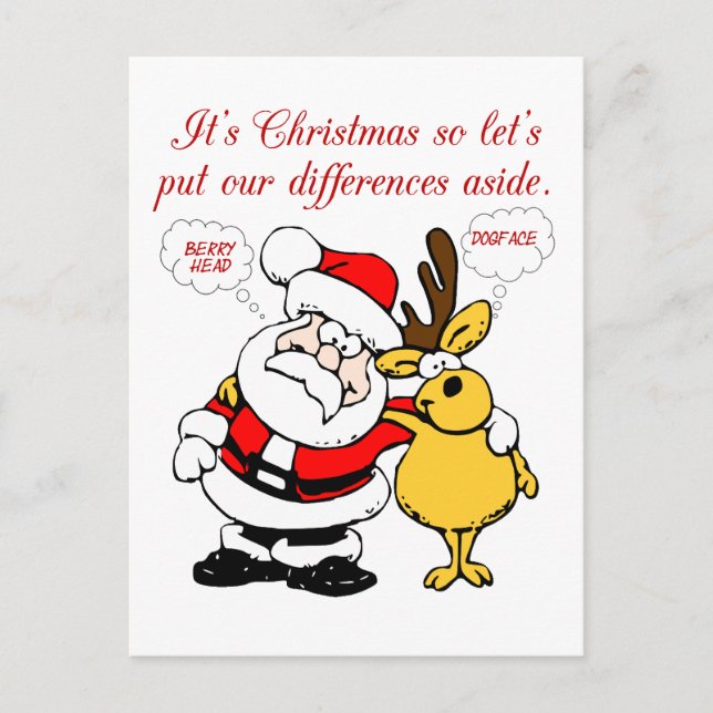 Carte Postale Humour de Noël : Arrêtez de vous battre et réconci (Devant)