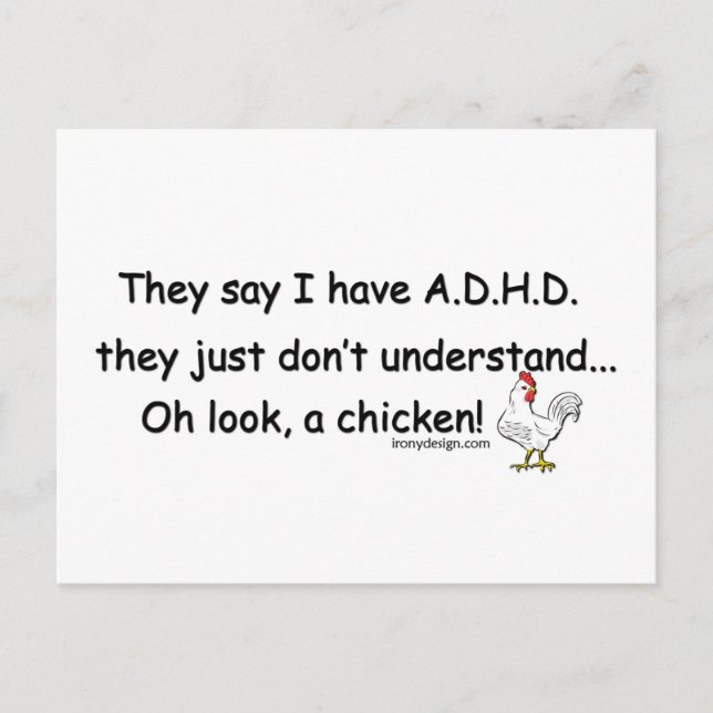 Carte Postale HUMOUR de poulet TDAH (Devant)
