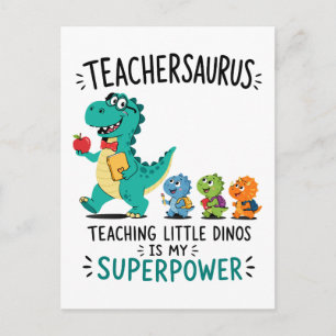 Carte Postale Humour de professeur Teachersaurus avec de petits