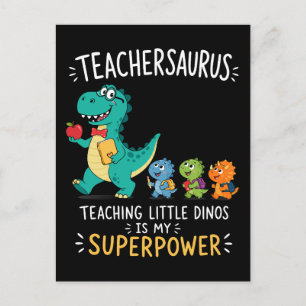 Carte Postale Humour de professeur Teachersaurus avec de petits