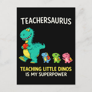 Carte Postale Humour de professeur Teachersaurus avec de petits