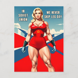 Carte Postale Humour de style rétro soviétique URSS Gym Muscle