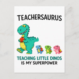 Carte Postale Humour d'enseignant Teachersaurus avec de petits d