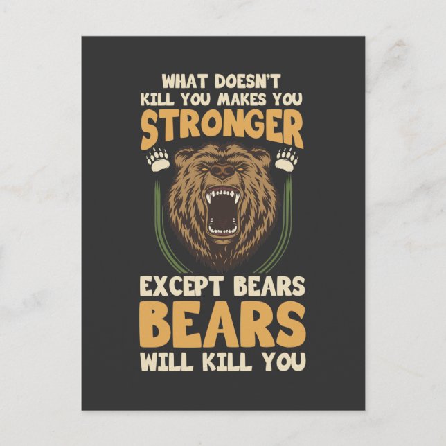Carte Postale Humour d'ours sarcastique Scout de camping Blague (Devant)
