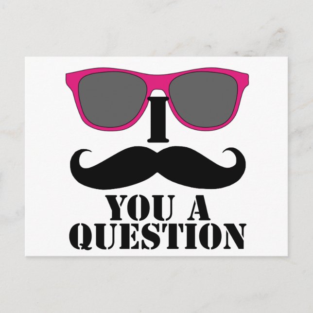 Carte Postale Humour moustache avec lunettes de soleil roses (Devant)