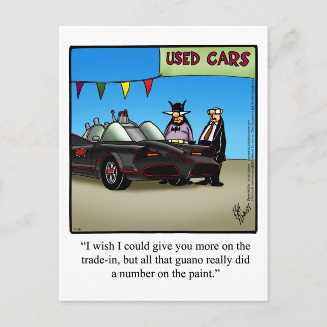 Carte postale Humour voiture d'occasion amusante (Devant)