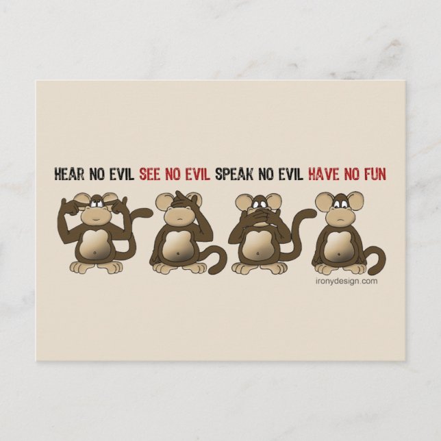 Carte Postale Humour Wise Monkeys (Devant)