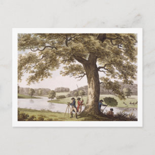 Carte Postale Humphrey Repton arpentage avec une théodolite (col