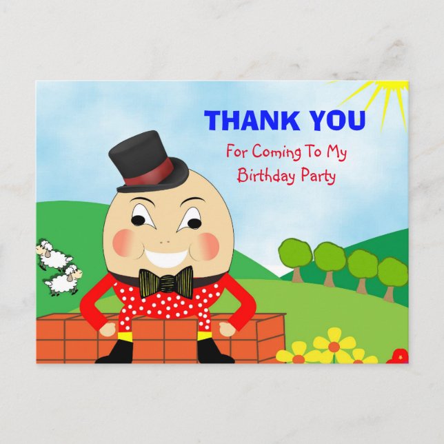 Carte Postale Humpty à thème enfant Merci (Devant)