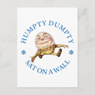 CARTE POSTALE HUMPTY DUMPTY ASSIS SUR UN MUR - NURSERSERY RHYME