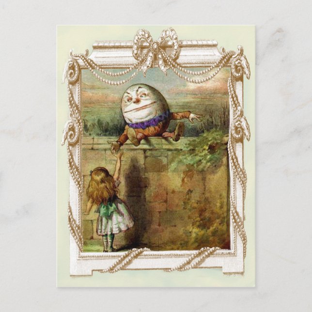 Carte Postale Humpty Dumpty et Alice (Devant)