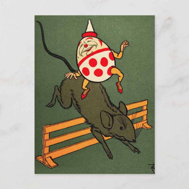 Carte Postale Humpty Dumpty : Humpty Ride Une Souris (Devant)
