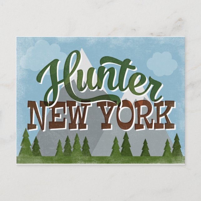 Carte Postale Hunter New York Fun Retro Snowy Mountains (Devant)