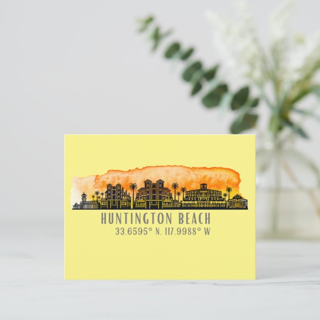 Carte Postale Huntington Beach City Silhouette (Debout devant)