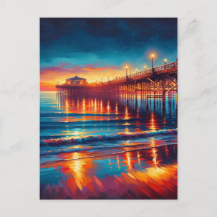 Carte Postale Huntington Beach Pier California Sunset Painting
